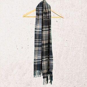 Bundle 3 or more Black and Gray Plaid Scarf with Fringed Ends